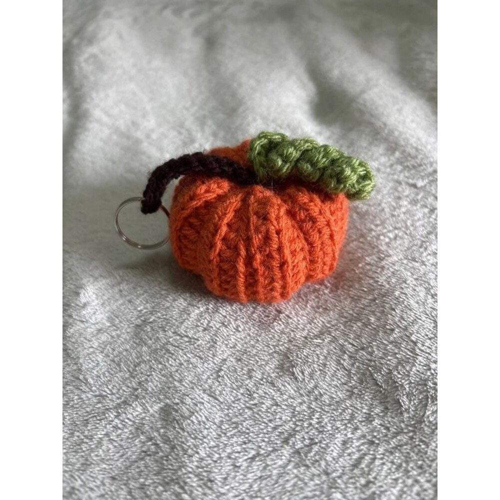 Pumpkin keychain handmade crocheted fall autumn backpack buddy back to school